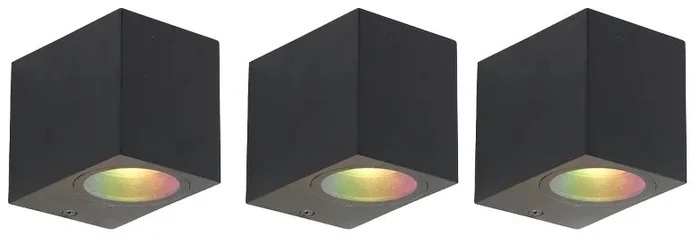 Chytré venkovní nástěnná svítidla, sada 3 černá GU10 IP44