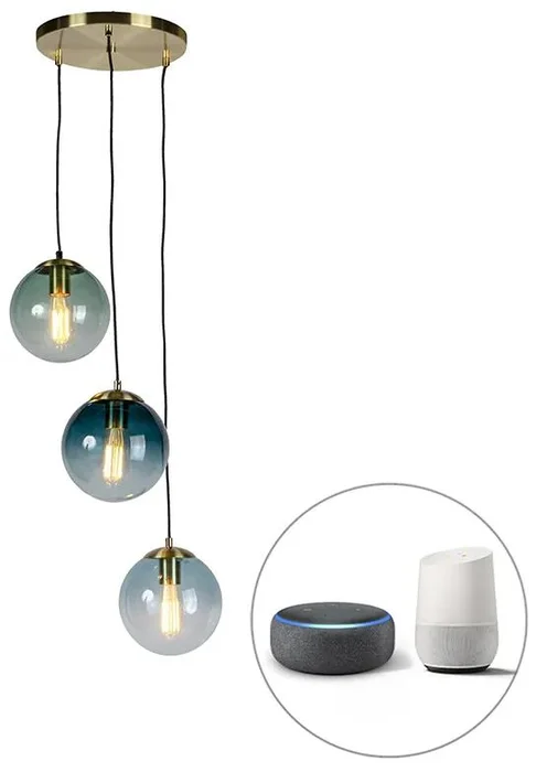 Chytré závěsné LED svítidlo Pallon s modrým sklem a WiFi ovládáním
