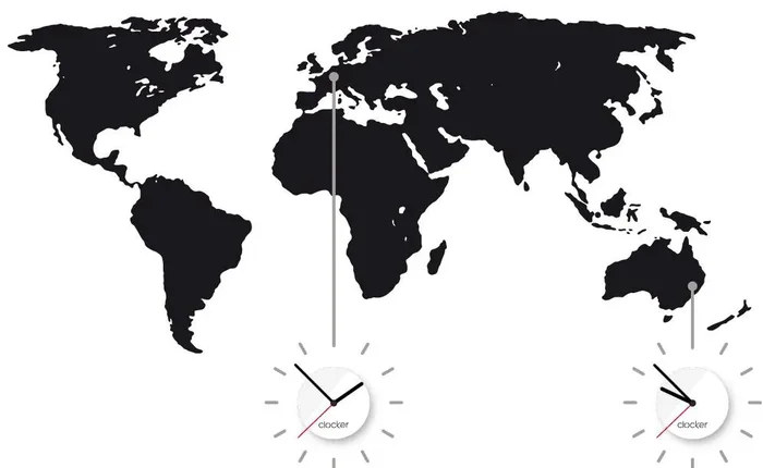 Clocker Nalepovací Hodiny Worldtime s Mapou