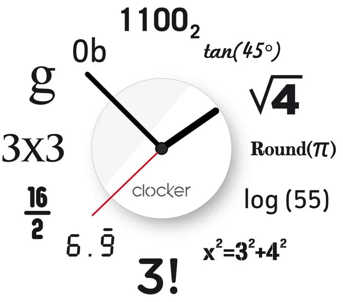 Clocker Samolepící Hodiny Math Bílá