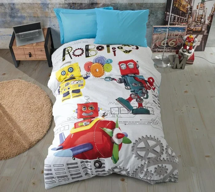 Cottonbox Bavlněné povlečení Robots 140x200/70x90 cm