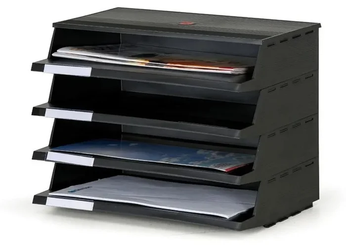 Čtyřpatrový spojitelný plastový pořadač na dokumenty