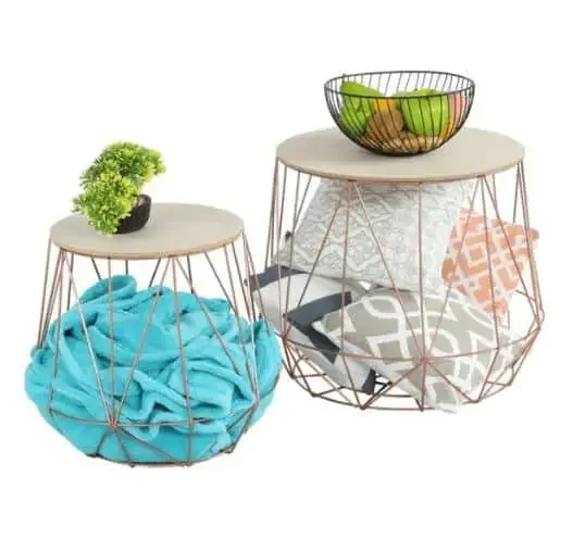 DALUX set příručních stolků – přírodní/měď