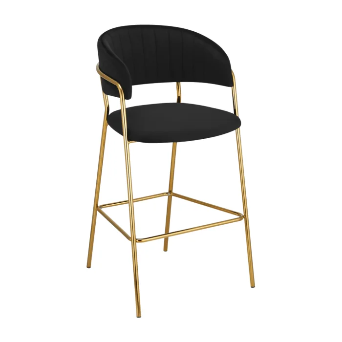 DASMIN TYP 2 – Designová barová židle Velvet černá, zlatý chrom
