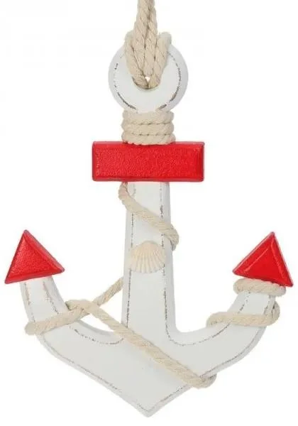 Dekorativní kotva s červenými detaily 23 cm