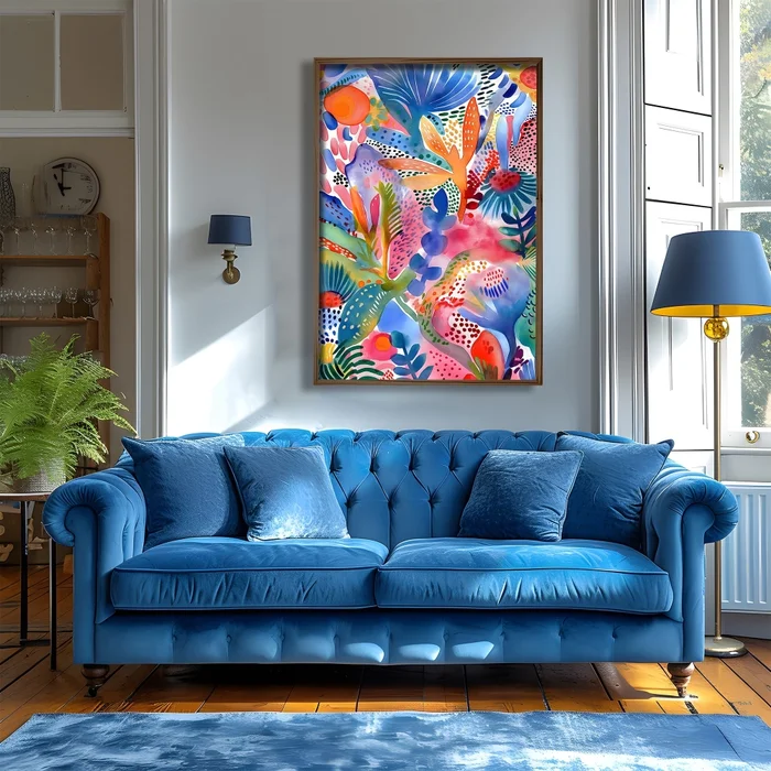 Dekorativní obraz mořské rostliny v dřevěném rámu 35 × 47 cm