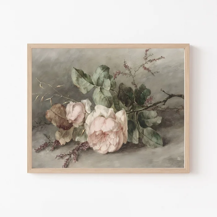 Dekorativní obraz s dřevěným rámem – růže, 30 × 40 cm