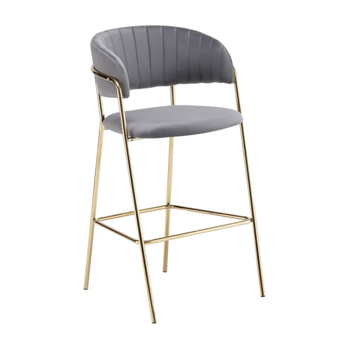 Designová barová židle DASMIN 2 šedohnědá Velvet