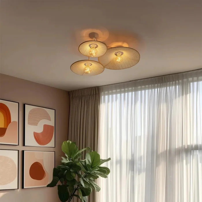 Designová bílá nástěnná lampa s látkovými stínidly, 3 světla