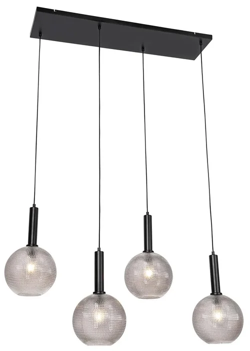 Designové černé závěsné svítidlo Chico s kouřovým sklem