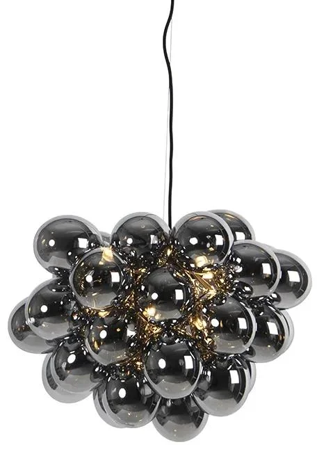 Designové černé závěsné svítidlo Uvas s kouřovým sklem