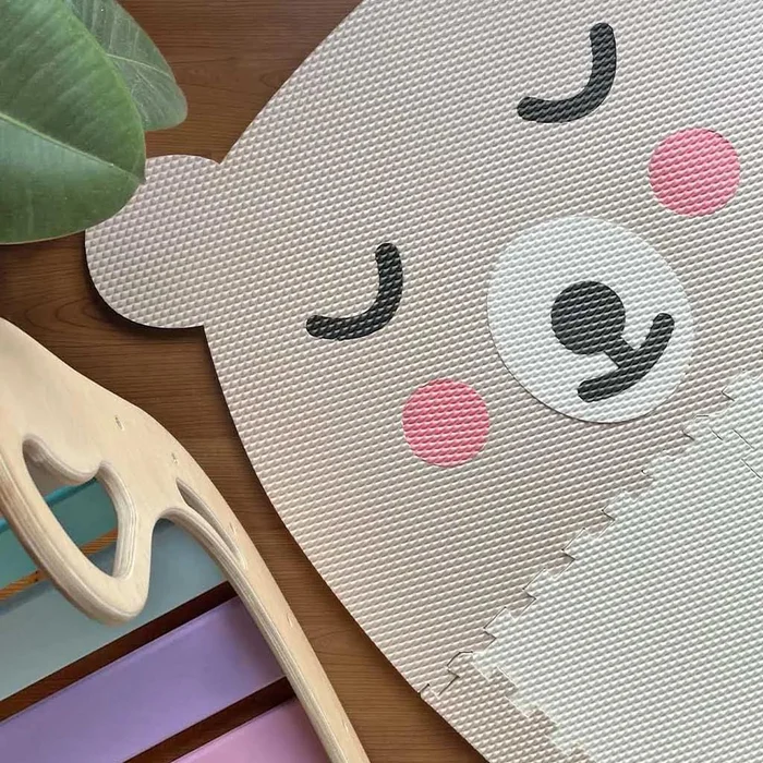 Designové dětské puzzle podlahy Medvídek Krémové a Bílá