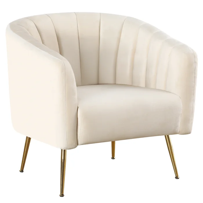 Designové křeslo BAGY – béžová velvet, zlatý chrom