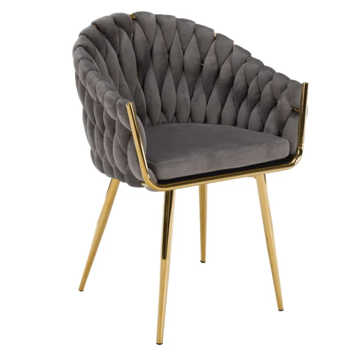 Designové křeslo Velvet – šedé s chromem