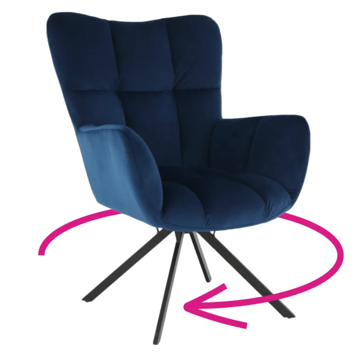 Designové otočné křeslo KOMODO v modrém velvetu