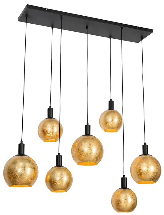 Designové závěsné svítidlo Bert s černým a zlatým sklem