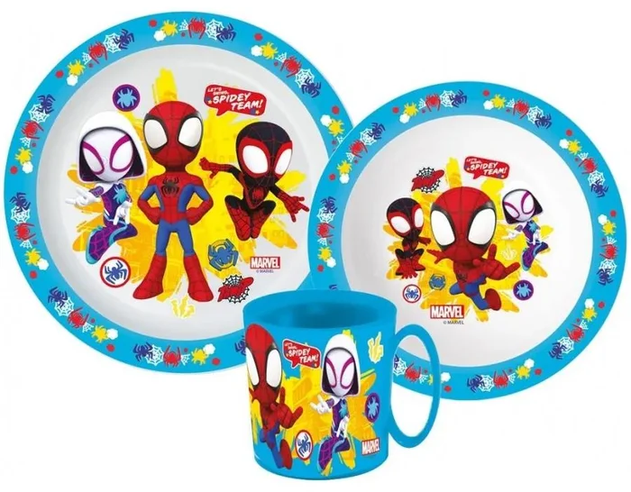 Dětská plastová sada Spidey Team s hrnkem