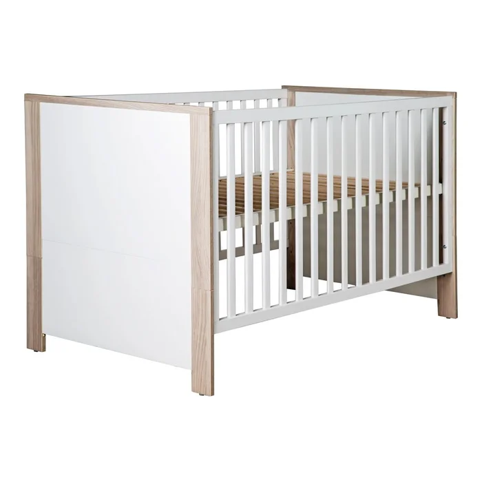 Dětská postýlka Olaf 70x140 cm bílá s přírodním akcentem