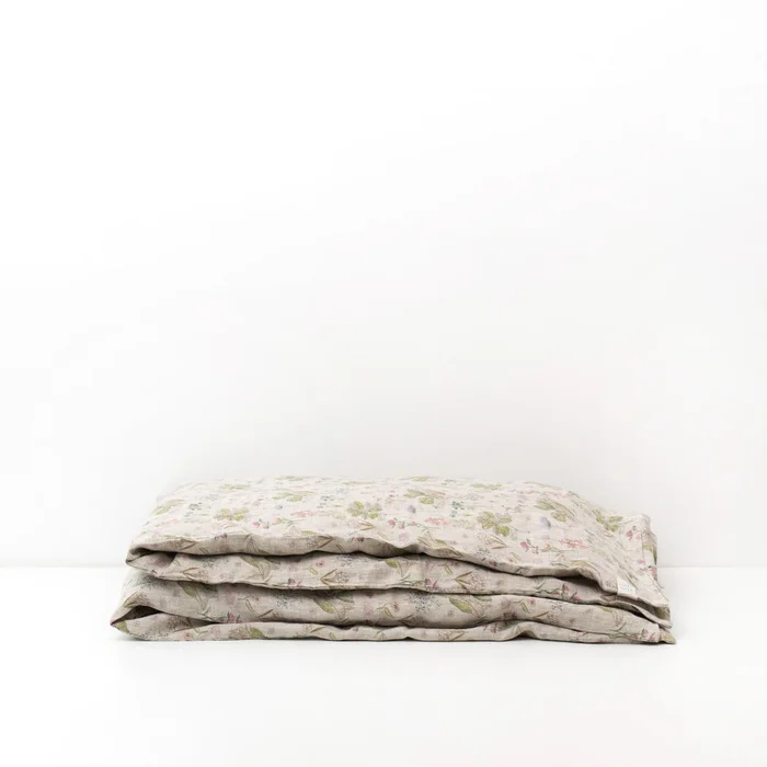 Dětské béžové lněné povlečení Botany – Linen Tales 70×100 cm