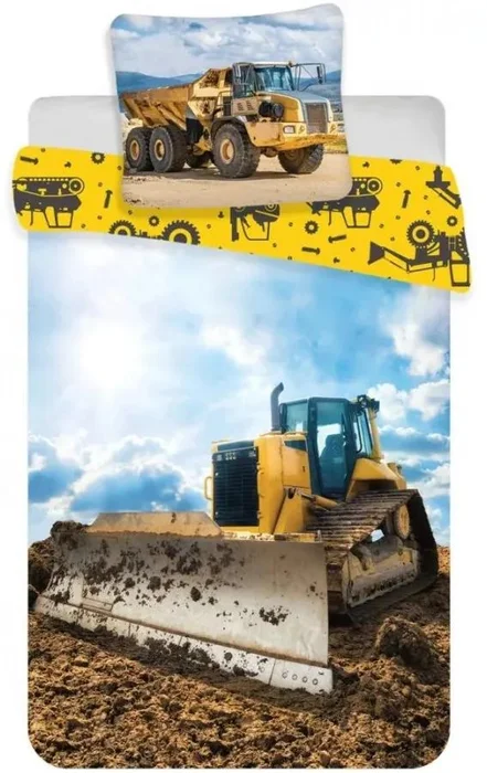 Dětské povlečení Buldozer a sklápěčka 100% bavlna 40x60/135x100 cm
