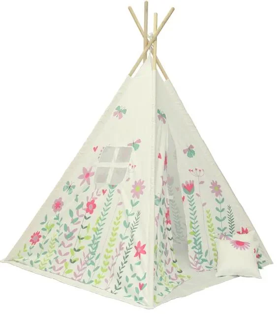 Dětské teepee Flowers bílé