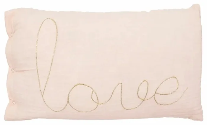 Dětský růžový dekorační polštářek Love 50x30 cm