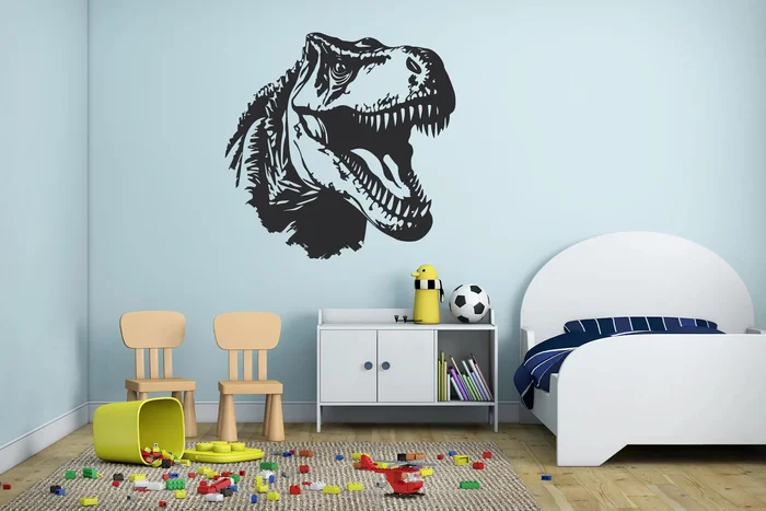 Dinosaurus samolepka na zeď, 50x50 cm, černá