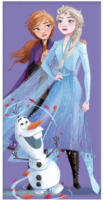 Dívčí plážová osuška Frozen Anna a Elsa s Olafem 70x140 cm