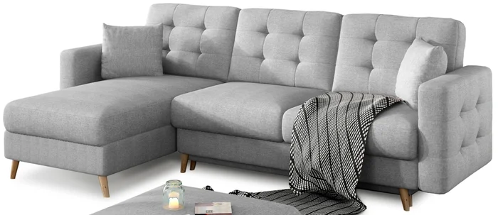 Dolby 19 L – rohová rozkládací sedačka, světle šedá Sawana 21