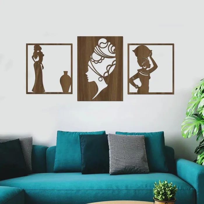 Dřevěná africká dekorace na zeď AFRO 90x42 cm