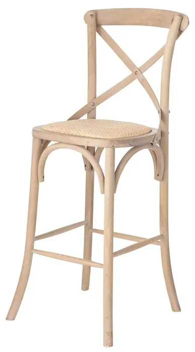 Dřevěná barová židle Charlie s přírodním sedákem