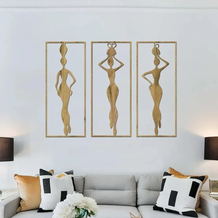 Dřevěná dekorace africká žena 78x60 cm