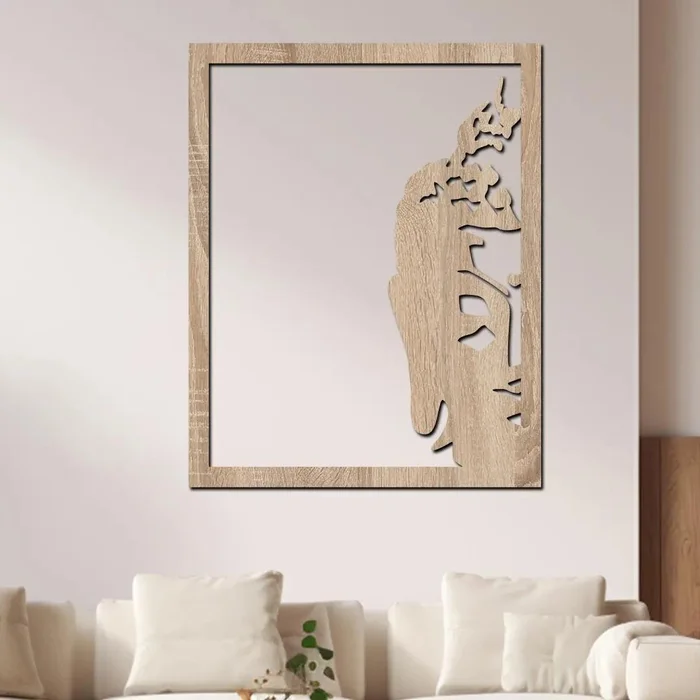 Dřevěná dekorace Buddha Bali 32x40 cm – Dub Sonoma