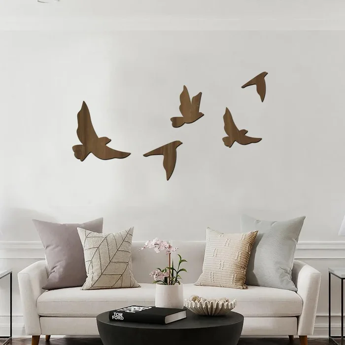 Dřevěná dekorace Flying Birds - Ořech