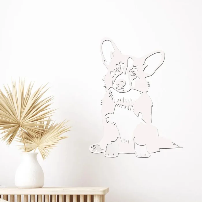 Dřevěná dekorace psa Corgi s výběrem barev