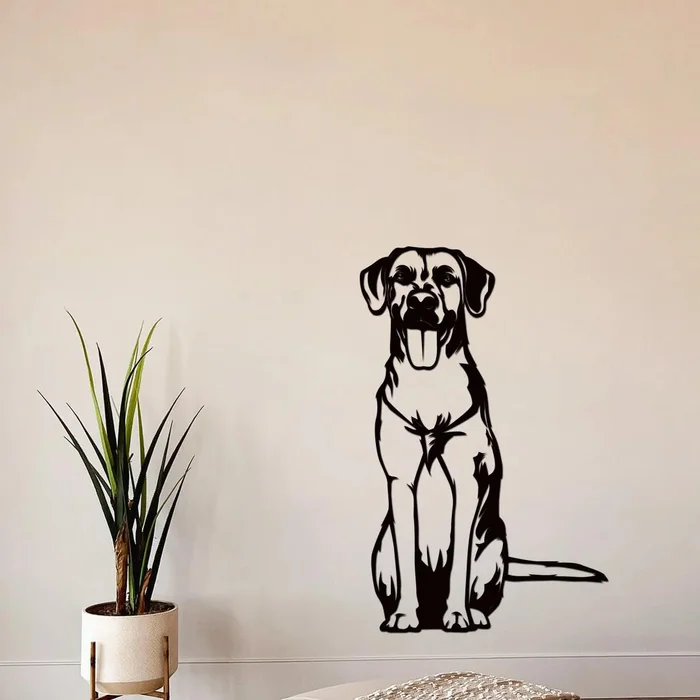 Dřevěná dekorace psa Ridgeback Černá 19x30 cm