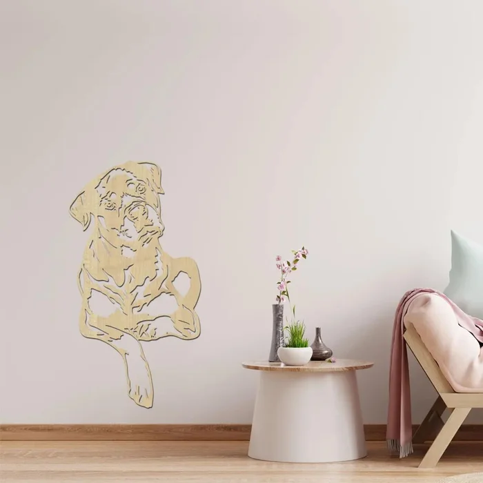 Dřevěná dekorace psa Rotvajlera Javorová