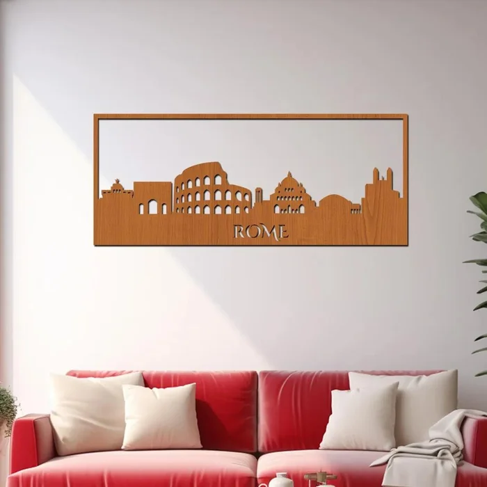 Dřevěná dekorace Řím - Italské město na stěnu