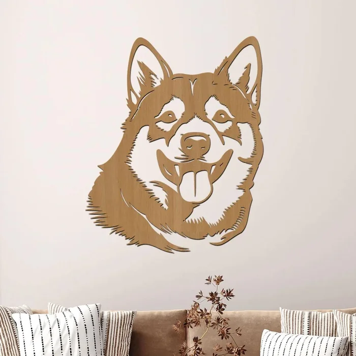 Dřevěná dekorace Shiba Inu