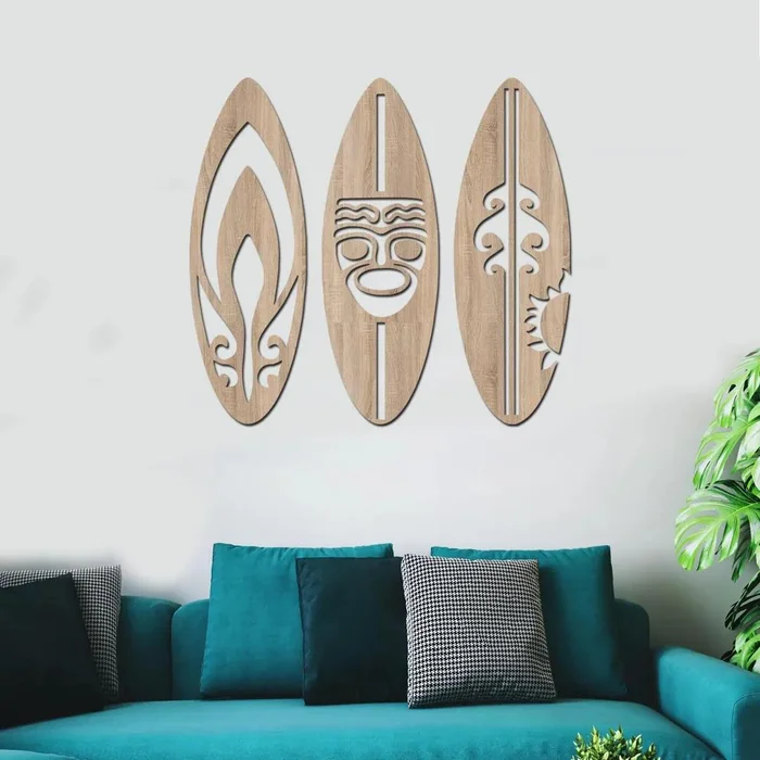 Dřevěná dekorace SURF na zeď 60x60 cm