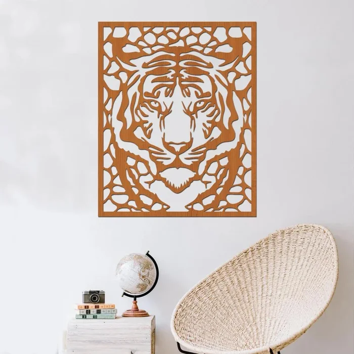 Dřevěná dekorace TIGER na zeď 30x37 cm