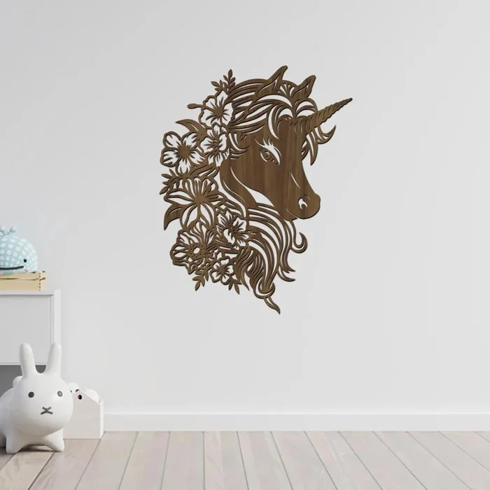 Dřevěná dekorace Unicorn na zeď