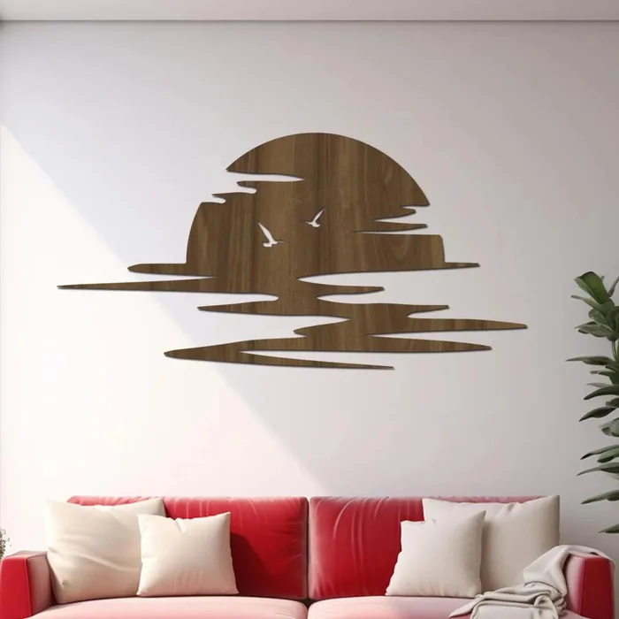 Dřevěná dekorace Západ slunce 40x20 cm - Ořech