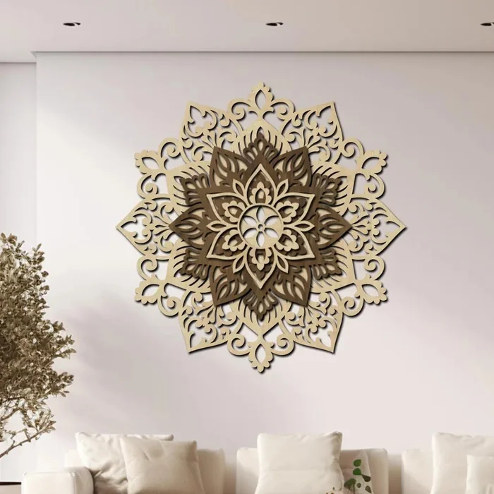 Dřevěná mandala Inspirativní energie 40 cm, javor-ořech