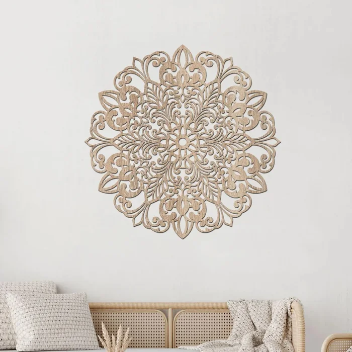 Dřevěná Mandala Otevřené Srdce 40 cm Dub Sonoma