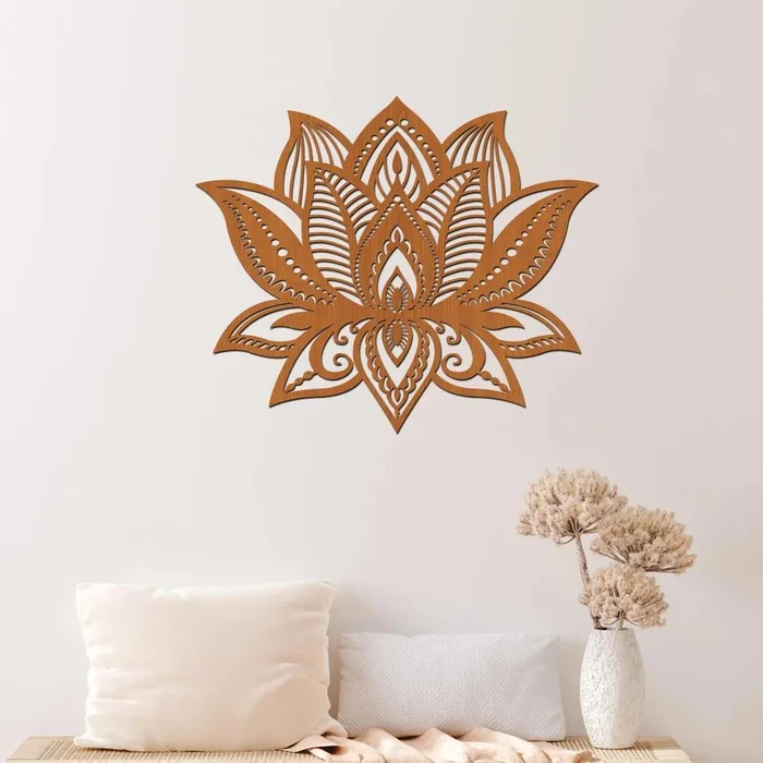 Dřevěná mandala Plovoucí Květ 40x34 cm Třešeň