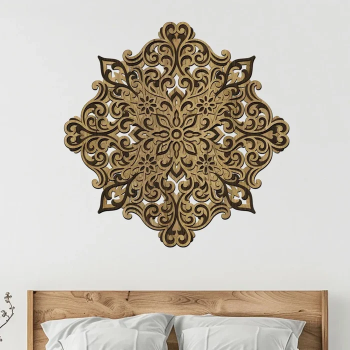 Dřevěná mandala Pozitivity 3 vrstvy 40 cm