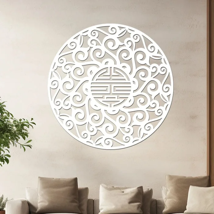 Dřevěná mandala Prosperity bílá 40 cm