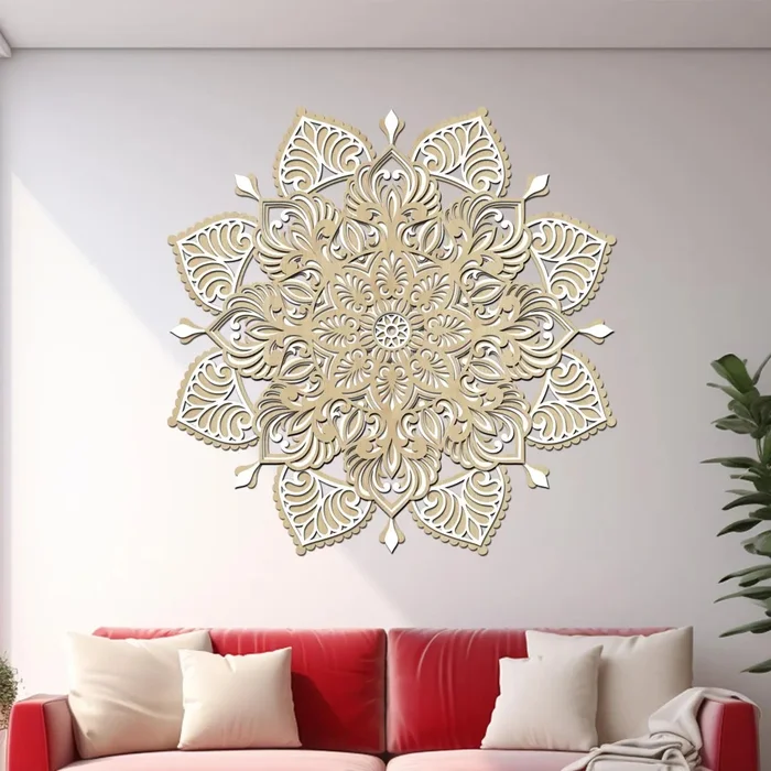 Dřevěná mandala Smyslnost 3 vrstvy – Ø 40 cm, javor-bílá