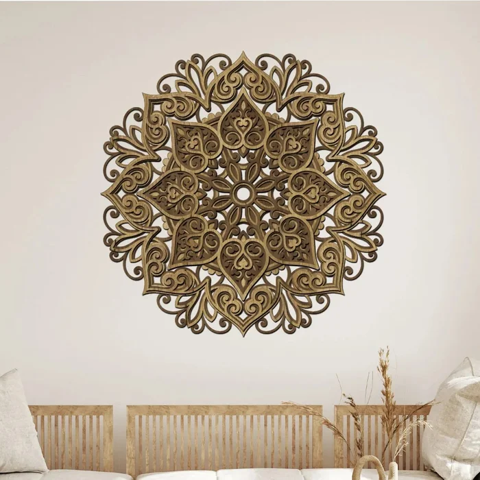 Dřevěná mandala Srdcem k úsměvu 4 vrstvy Ø 95 cm